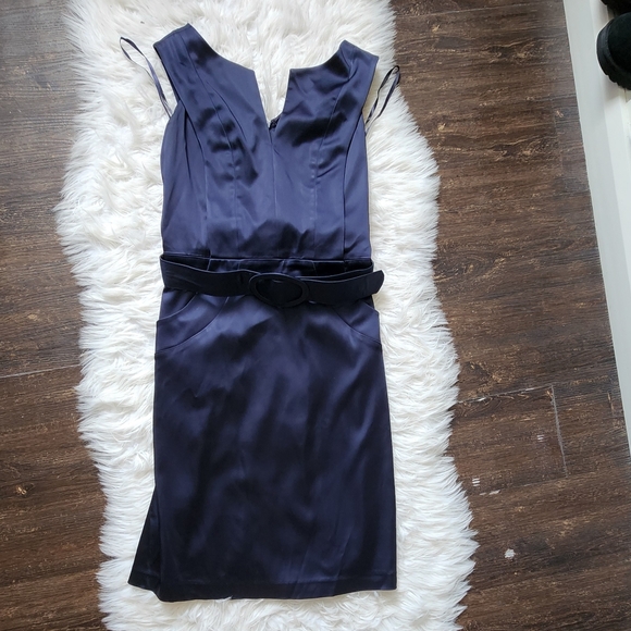 Gorgeous Ellen Tracy Midnight Blue Satin Dress size 12 - Picture 1 of 7